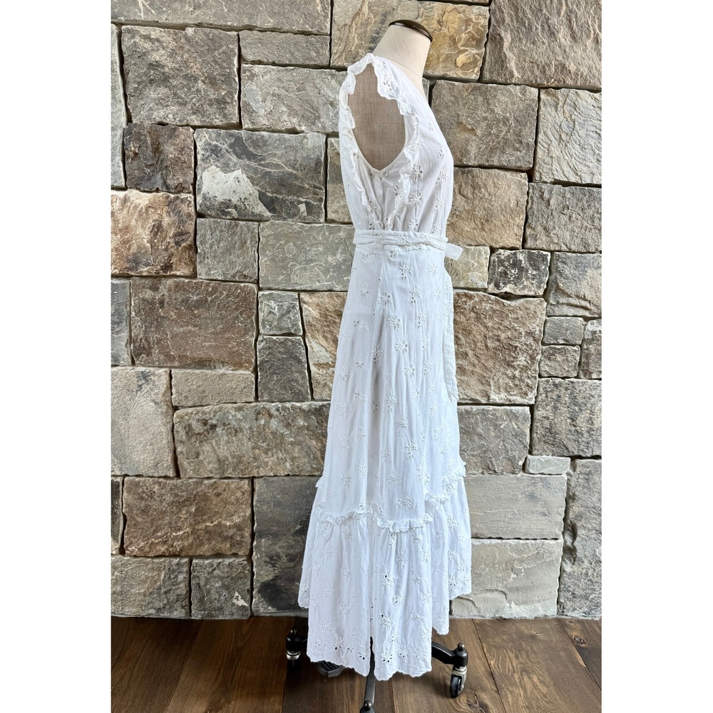 Outerknown Eyelet Kahlo Wrap Dress XS/S White Maxi Ruffle Cottage Feminine Airy - Picture 8 of 14